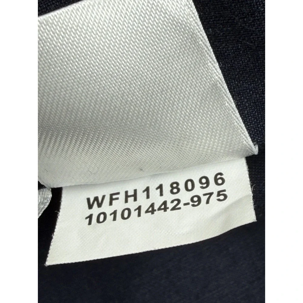 Anne Klein Jacket Womens 14 Blue Linen Blend Embroidered Collar Open Front